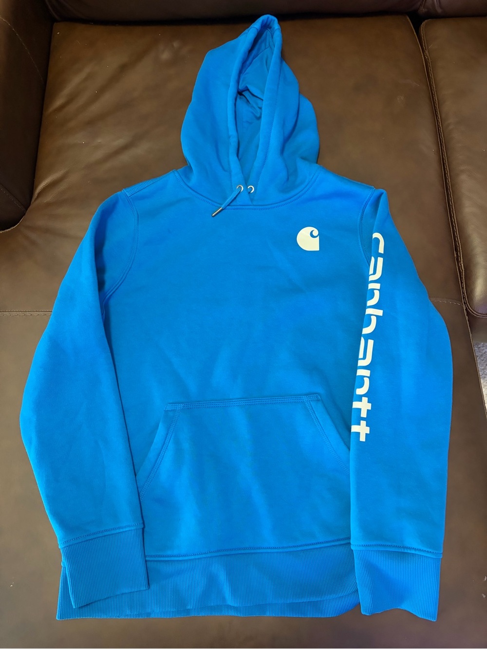Carhartt Electric Blue Hoodie with White Logo